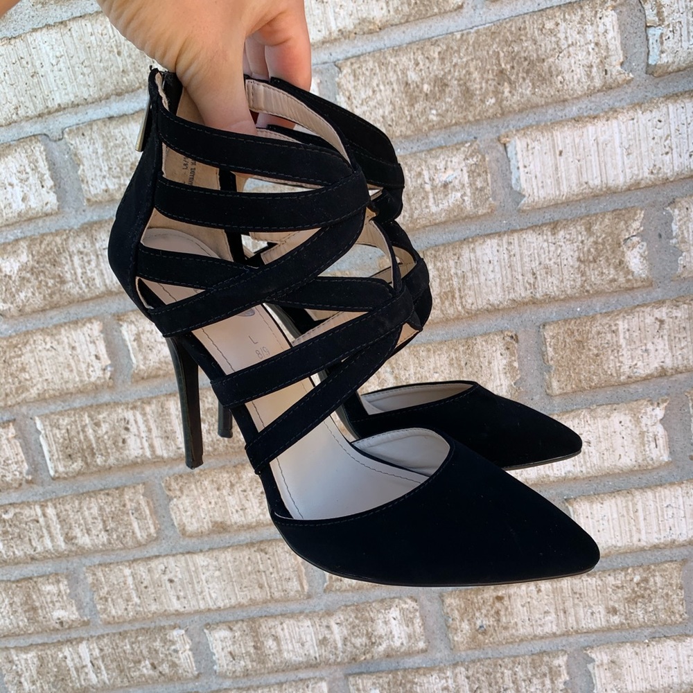 Black strappy heels